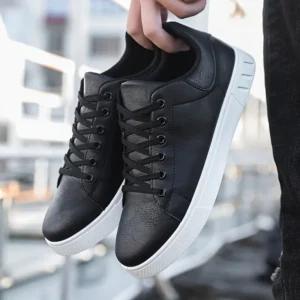 men's classic brown leatherette low top sneakers