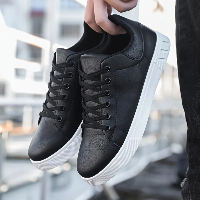 men's classic brown leatherette low top sneakers